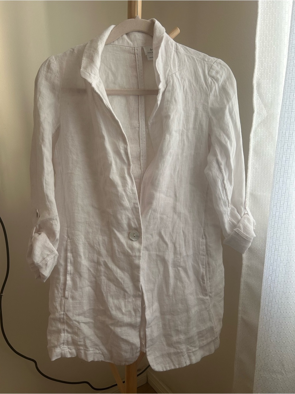 Halston Heritage White Linen Blazer Size S